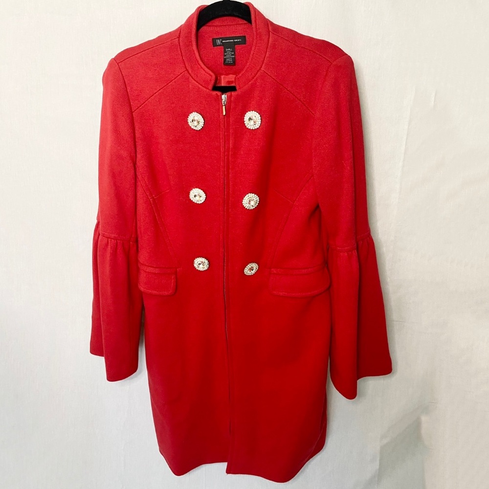 INC Red Zip Down Coat